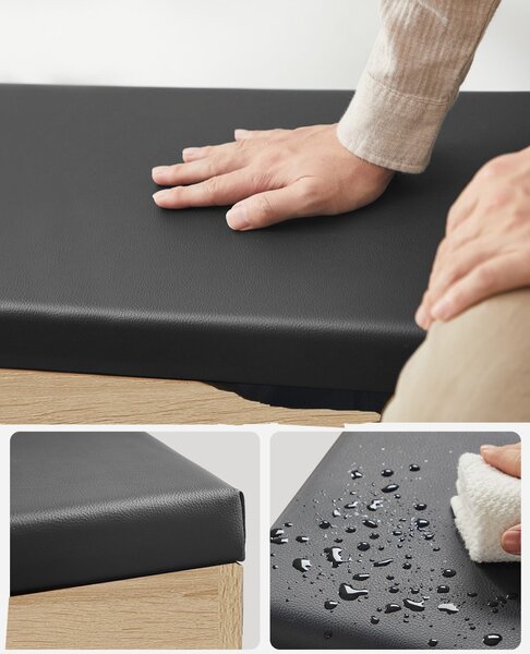 Banca pentru pantofi cu sezut din piele ecologica neagra WESO SONOMA 80x30x44 cm