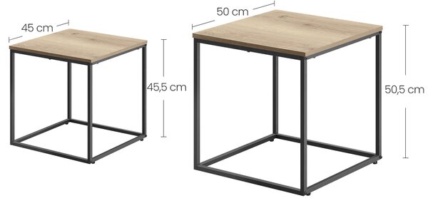 Set 2 bucati mese de cafea QUADRO, decor stejar sonoma