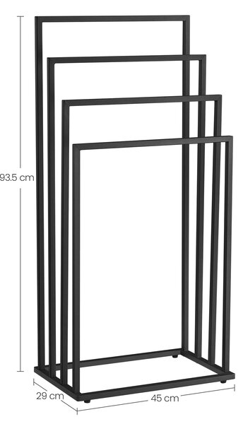 Suport pentru prosoape LINESTRO metalic cu 4 brate 93x45cm, negru