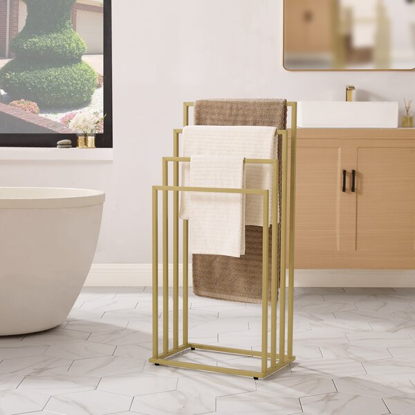 Suport pentru prosoape LINESTRO metalic cu 4 brate 93x45cm, auriu