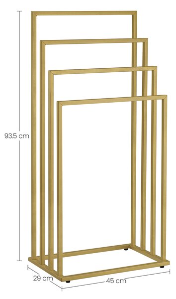 Suport pentru prosoape LINESTRO metalic cu 4 brate 93x45cm, auriu