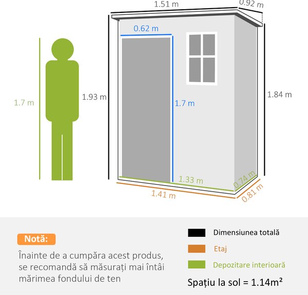 Outsunny Magazie pentru Gradina, Fereastra si Ventilatie, Gri