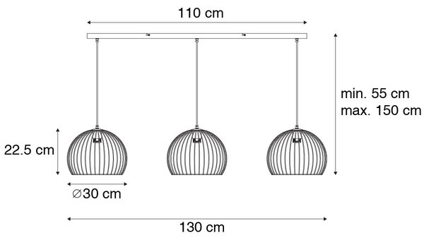 Lampă modernă cu pandantiv neagră cu 3 lumini - Koopa