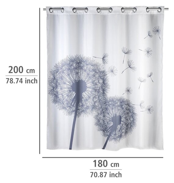 Perdea duș anti mucegai Wenko Dandelions, 180 x 200 cm, alb
