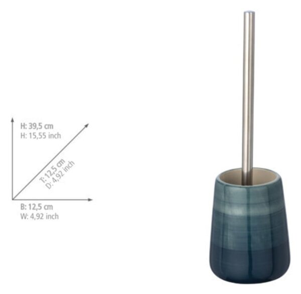 Perie pentru toaletă Wenko Pottery, albastru petrol