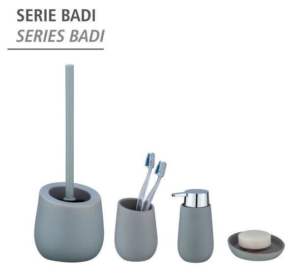Perie cu suport din ceramică pentru toaletă Wenko Badi, gri