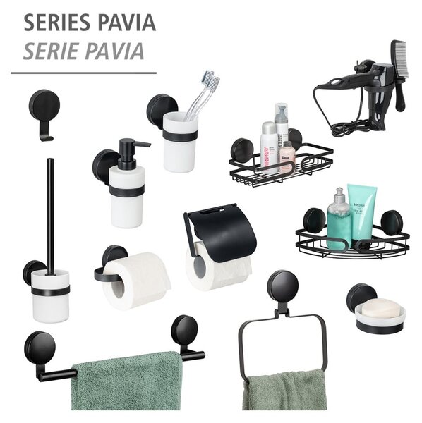 Suport pentru hârtia de toaletă Wenko Static-Loc® Pavia, negru