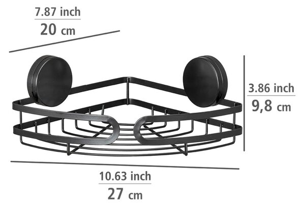 Raft de colț pentru baie Wenko Static-Loc® Pavia, lățime 27 cm, negru