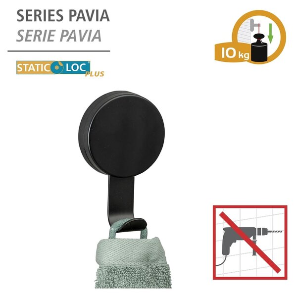 Set 2 cârlige pentru prosoape Wenko Pavia, negru