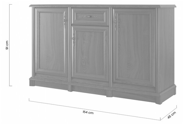 Comodă Sonata 150 cm pentru birou cu sertar - castan nobil