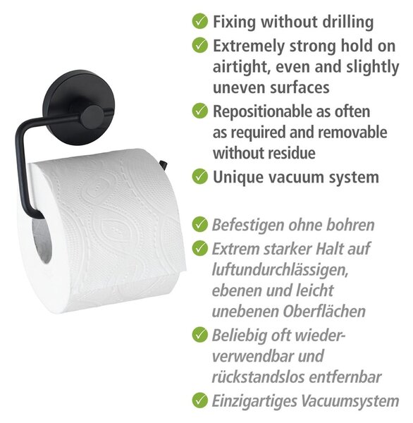 Suport pentru hârtia de toaletă Wenko Vacuum-Loc® Milazzo, negru