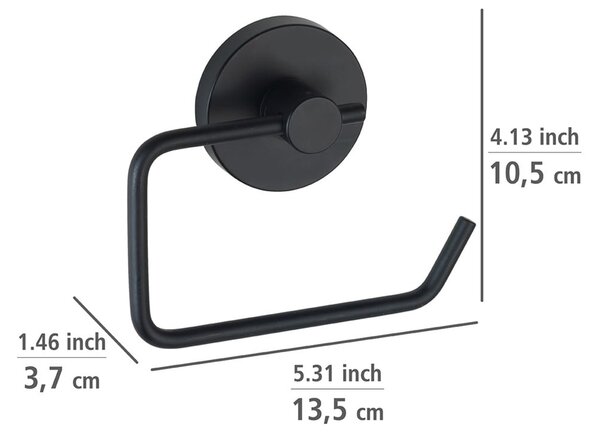 Suport pentru hârtia de toaletă Wenko Vacuum-Loc® Milazzo, negru