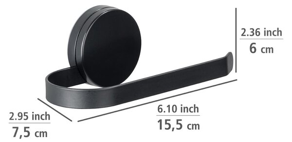 Suport pentru hârtia de toaletă Wenko Static-Loc® Pavia, negru