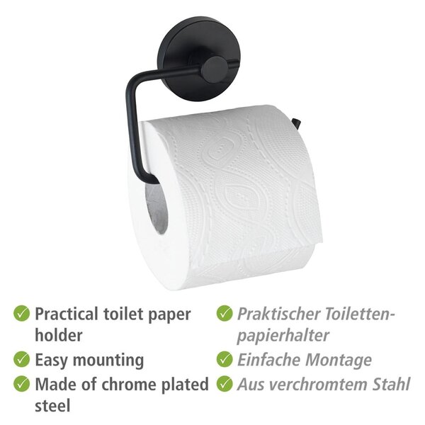 Suport pentru hârtia de toaletă Wenko Vacuum-Loc® Milazzo, negru