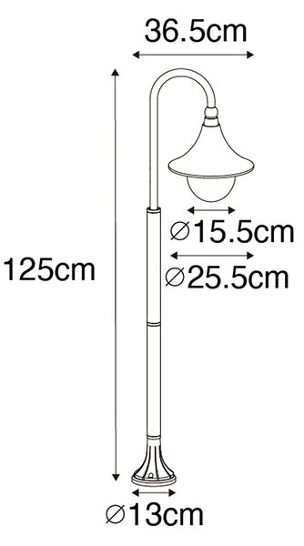 Lămpă de exterior inteligentă neagră 125 cm IP44 cu Wi-Fi A60 - Daphne