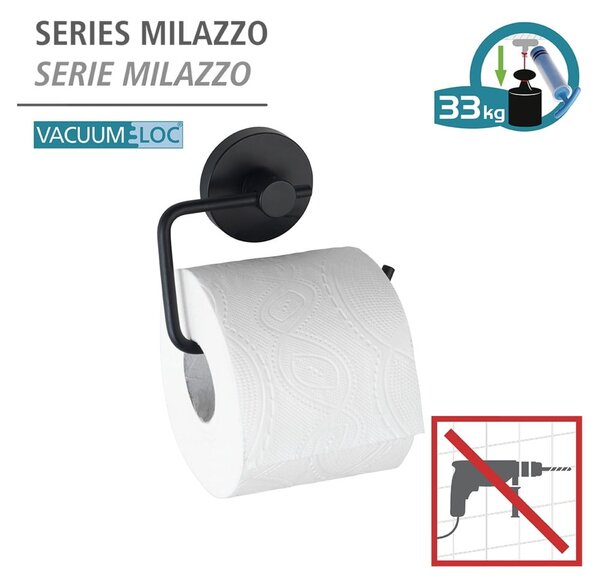 Suport pentru hârtia de toaletă Wenko Vacuum-Loc® Milazzo, negru