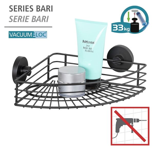 Raft de colt pentru baie Wenko Vacuum-Loc® Bari, negru