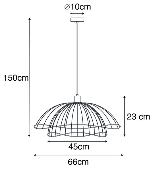 Lampă cu pandantiv inteligentă neagră 66 cm inclusiv Wifi G95 - Pua