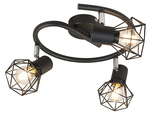 Spotlight Art Deco negru reglabil cu 3 lumini - Mosh