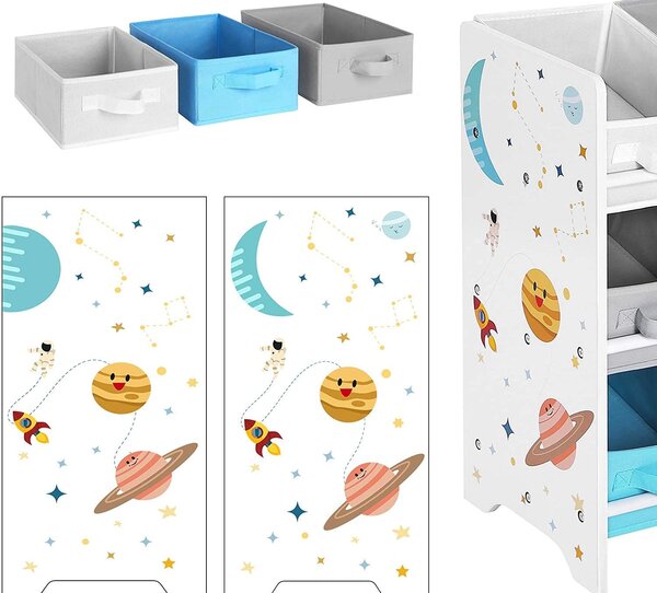 Raft organizator pentru jucarii multicolor 9 cutii textil 62.5 x 29.5 х 60 cm