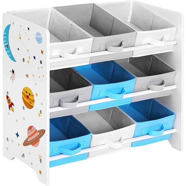 Raft organizator pentru jucarii multicolor 9 cutii textil 62.5 x 29.5 х 60 cm