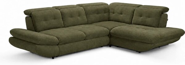 Coltar living SIENA MIC, sezlong dreapta, stofa catifelata verde olive