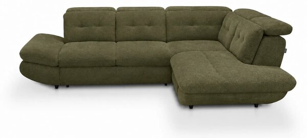 Coltar living SIENA MIC, sezlong dreapta, stofa catifelata verde olive