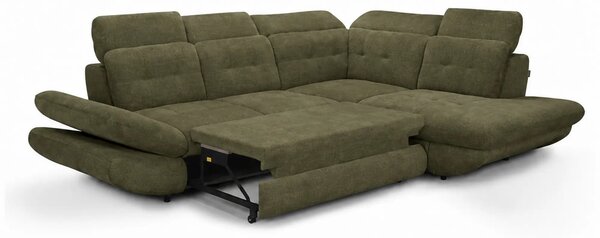 Coltar living SIENA MIC, sezlong dreapta, stofa catifelata verde olive