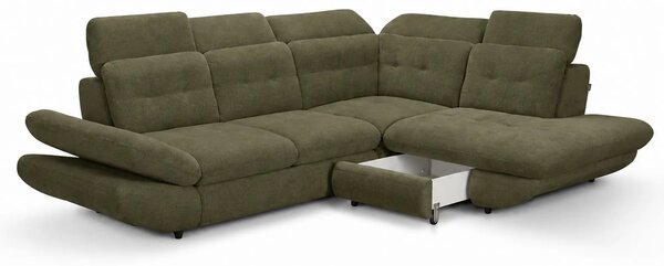 Coltar living SIENA MIC, sezlong dreapta, stofa catifelata verde olive