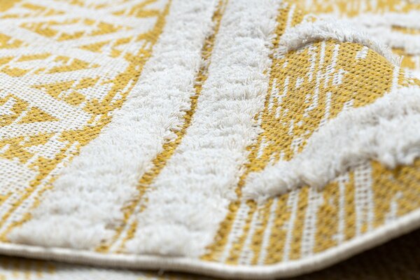 Covor ECO SISAL BOHO MOROC Caro 22297 franjuri - două niveluri de lână galben / cremă, covor reciclat