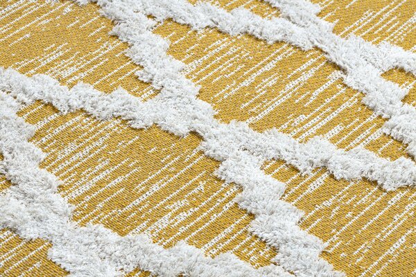 Covor ECO SISAL BOHO MOROC Caro 22297 franjuri - două niveluri de lână galben / cremă, covor reciclat