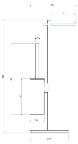Omnires Modern Project suport cu perie wc auriu MP60810GL