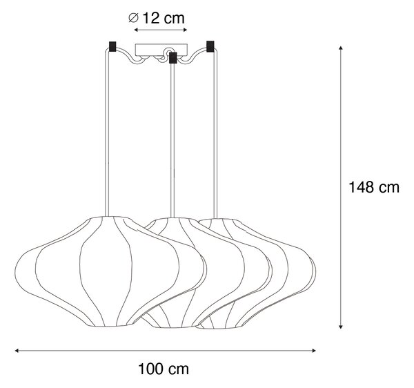 Lampa suspendată inteligentă albă 50cm 3 lumini incl. 3 Wifi G95 - Plu
