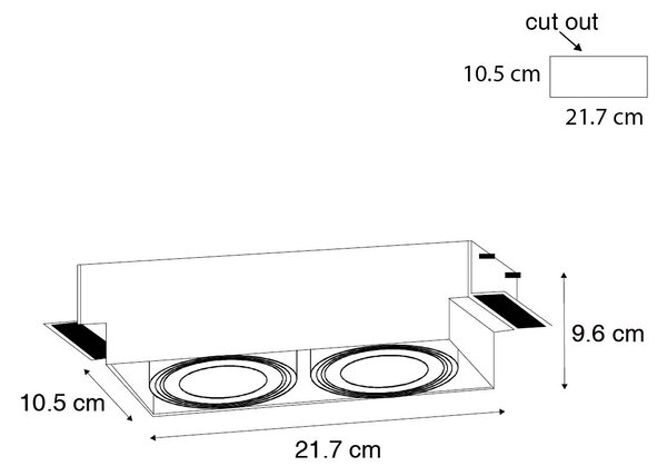 Spot integrat alb GU10 AR70 Trimless cu 2 lumini - Oneon