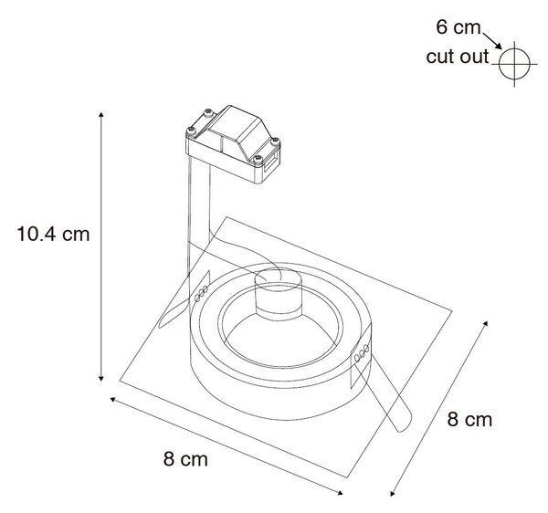 Set de 6 spoturi incastrate albe pătrate GU10 50mm IP44 - Xena