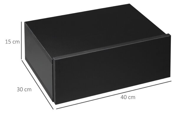 HOMCOM Set 2 Noptiere Suspendate pentru Dormitor, Noptiere Moderne din Lemn cu Fixare pe Perete, 40x30x15cm, Negru | Aosom Romania