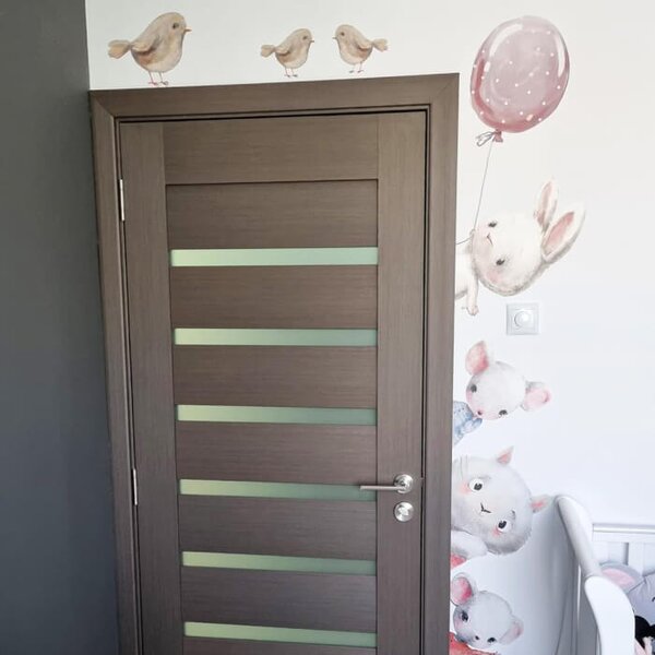 INSPIO-Autocolant textil - Autocolante pentru perete - Animale în acuarelă în jurul ușii