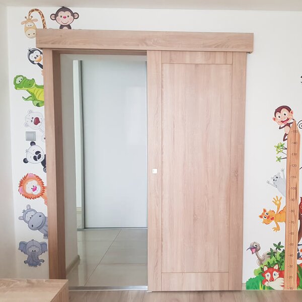 INSPIO-Autocolant textil - Autocolant pentru perete - Animale de la zoo în jurul ușii