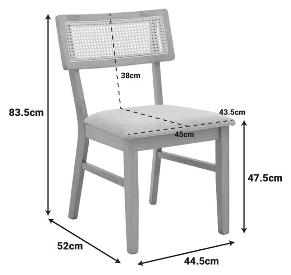 Set 7 bucati masa si scaune dining, Raffles, Natural, 90x150x76 cm