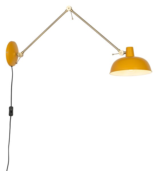 Lampă de perete retro oțel galben cu bronz - Milou