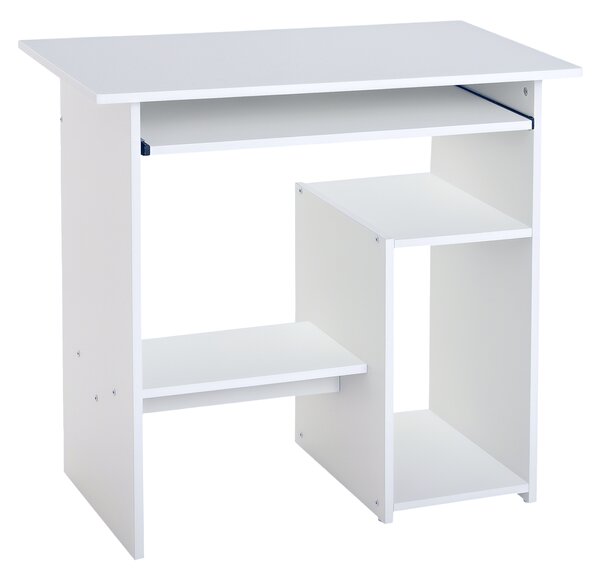 HOMCOM Birou Ergonomic Spațiu Optimizat, Alb, PAL/Metal, 80x45x75cm | Aosom Romania
