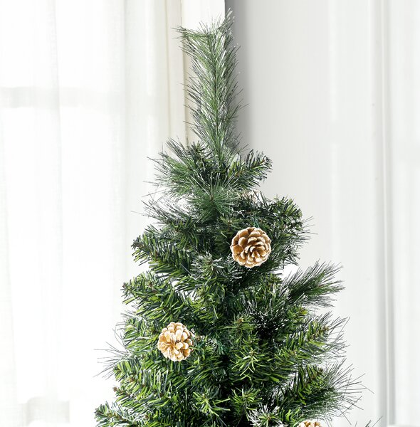 Pom de Craciun Artificial Inalt de 6 ft Tip Creion cu 618 Ramuri Scufundate In Zapada, Deschidere Automata, Baza de Otel, Verde HOMCOM | Aosom Romania