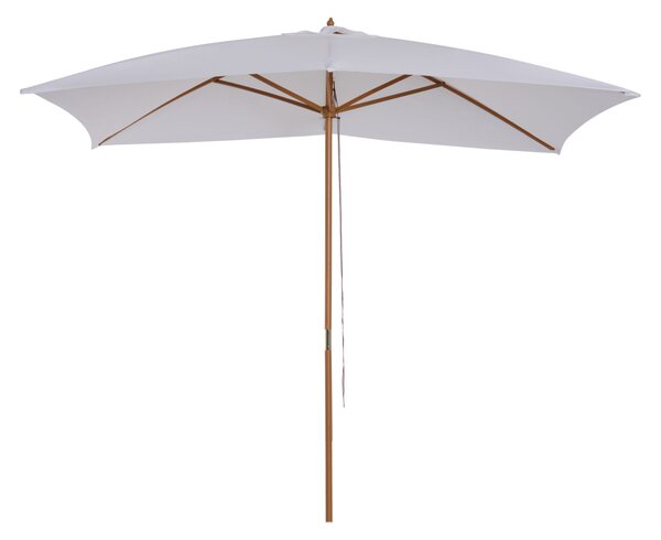Outsunny Umbrelă de Grădină 2x3m Parasolar Impermeabil din Lemn Lacuit cu Copertină Detașabilă Alb | Aosom Romania