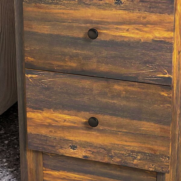 HOMCOM Noptieră cu 2 Sertare în Stil Rustic, Noptieră pentru Dormitor din Lemn, 40x30x74 cm, Maro | Aosom Romania
