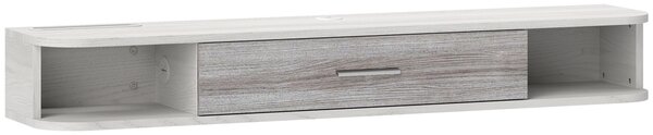 HOMCOM Mobilier TV Suspendat cu 2 Rafturi Deschise și un Dulăpior cu Ușă Rabatabilă, 120x26x16 cm, Gri | Aosom Romania