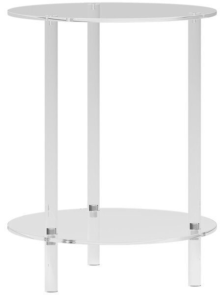 HOMCOM Măsuță Joasă Rotundă cu 2 Niveluri pentru Interior, Măsuță de Cafea din Acrilic, Ø40x50 cm, Transparentă | Aosom Romania