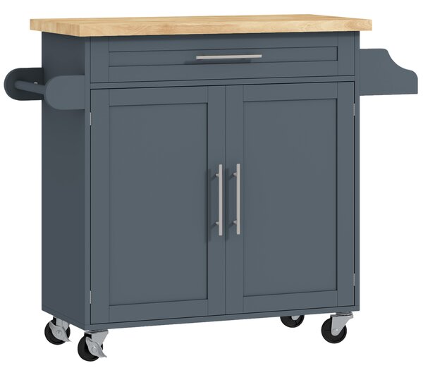 HOMCOM Cărucior Multifuncțional de Bucătărie cu Sertar, Roți, Suport pentru Condimente și Dulăpior, 109x40x89 cm, Gri | Aosom Romania