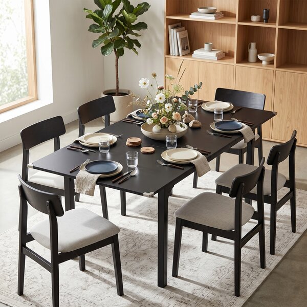 HOMCOM Masă de Grădină Extensibilă pentru 4-6 Persoane cu Picioare din Oțel, 160x70x75 cm, Negru | Aosom Romania