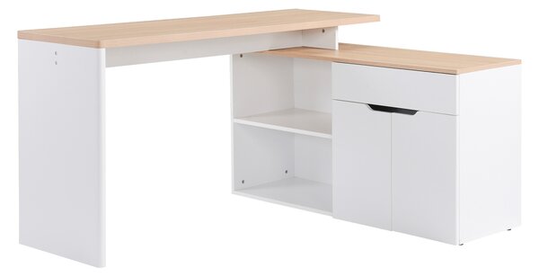 HOMCOM Birou cu Blat Extensibil pentru PC și Bibliotecă, 140x117x76 cm, Alb | Aosom Romania