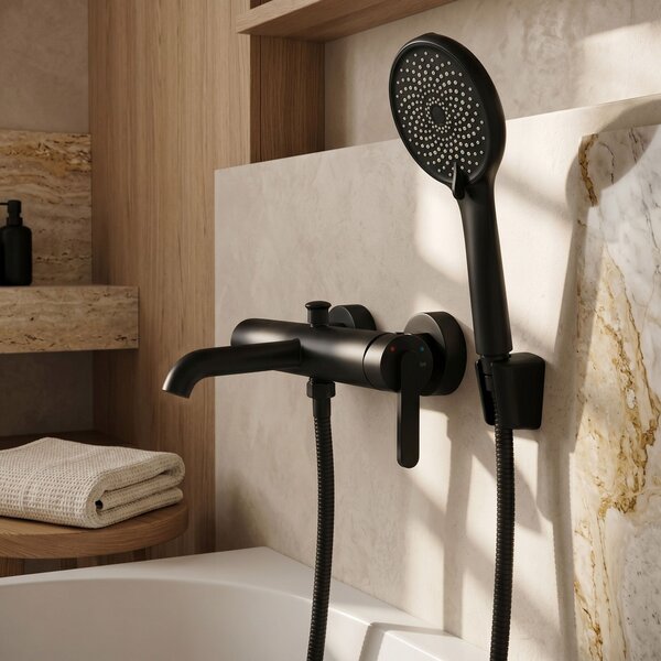 Baterie pentru cadă REA Ontario Side Black